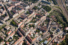 Vue aérienne de Rue Marie-Alexandra à le quartier Beiertheim-Bulach in Karlsruhe dans le département Bade-Wurtemberg, Allemagne