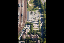 Plan des voies et gare principale de la Deutsche Bahn à le quartier Südweststadt in Karlsruhe dans le département Bade-Wurtemberg, Allemagne vue d'en haut