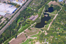 Vue aérienne de Installation Günther Klotz à le quartier Südweststadt in Karlsruhe dans le département Bade-Wurtemberg, Allemagne