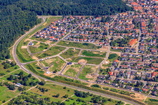 Vue aérienne de Nouvelle zone de développement Eisvogelstraße en cours de développement à Jockgrim dans le département Rhénanie-Palatinat, Allemagne