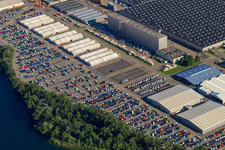 Vue oblique de Usine de camions Daimler de l'Est à Wörth am Rhein dans le département Rhénanie-Palatinat, Allemagne