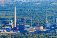 Photographie aérienne de Nouveau bâtiment ENBW à le quartier Rheinhafen in Karlsruhe dans le département Bade-Wurtemberg, Allemagne