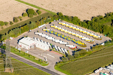 Vue aérienne de Entrepôts et bâtiments d'expédition Bayer Spedition à le quartier Knielingen in Karlsruhe dans le département Bade-Wurtemberg, Allemagne