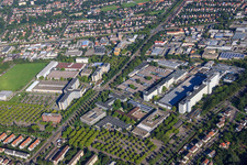 Vue aérienne de Siemens AG à le quartier Knielingen in Karlsruhe dans le département Bade-Wurtemberg, Allemagne