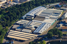 Vue aérienne de Rue de la rive sud, Allspan Span Processing GmbH à le quartier Rheinhafen in Karlsruhe dans le département Bade-Wurtemberg, Allemagne