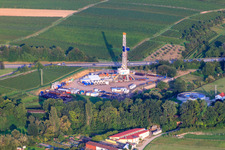 Vue oblique de Système géothermique sur l'A65, 2ème forage à Insheim dans le département Rhénanie-Palatinat, Allemagne