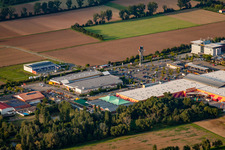 Vue aérienne de Centre de construction de Hornbach à le quartier Dreihof in Bornheim dans le département Rhénanie-Palatinat, Allemagne