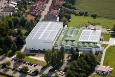 Vue aérienne de Walzbachhalle et piscine à Weingarten dans le département Bade-Wurtemberg, Allemagne
