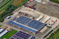Vue aérienne de Zone industrielle d'Oberwald, entreprises de logistique à Wörth am Rhein dans le département Rhénanie-Palatinat, Allemagne