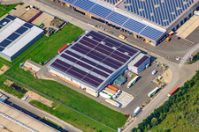 Vue aérienne de Zone industrielle d'Oberwald, entreprises de logistique à Wörth am Rhein dans le département Rhénanie-Palatinat, Allemagne