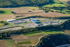 Vue aérienne de Aire d'autoroute Aire de Wasserbillig sur l'itinéraire et sens de circulation du BAB A1 à Mertert à Wasserbillig dans le département Grevenmacher, Luxembourg