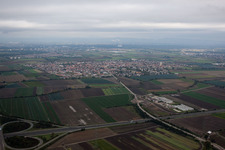 Vue d'oiseau de Mutterstadt dans le département Rhénanie-Palatinat, Allemagne