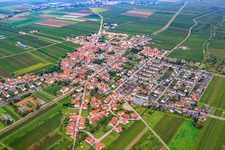 Vue d'oiseau de Ellerstadt dans le département Rhénanie-Palatinat, Allemagne