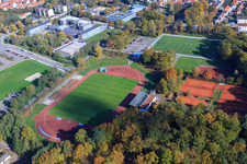 Stade Bienwald à Kandel dans le département Rhénanie-Palatinat, Allemagne d'en haut