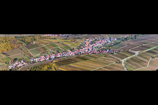 Vue aérienne de Panorama - perspective village - vue entre vignes à Ranschbach dans le département Rhénanie-Palatinat, Allemagne