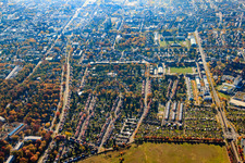 Vue aérienne de Waldring du nord à le quartier Nordstadt in Karlsruhe dans le département Bade-Wurtemberg, Allemagne