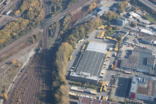 Photographie aérienne de Entrepôts et bâtiment d'expédition SWS-Speditions-GmbH, Ottostrasse à le quartier Durlach in Karlsruhe dans le département Bade-Wurtemberg, Allemagne