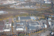 Entrepôts et bâtiment d'expédition SWS-Speditions-GmbH, Ottostraße à le quartier Durlach in Karlsruhe dans le département Bade-Wurtemberg, Allemagne vue d'en haut