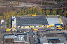 Entrepôts et bâtiment d'expédition SWS-Speditions-GmbH, Ottostraße à le quartier Durlach in Karlsruhe dans le département Bade-Wurtemberg, Allemagne depuis l'avion