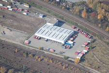Vue d'oiseau de Wofahrtsweierer Straße, Emons Spedition GmbH à le quartier Oststadt in Karlsruhe dans le département Bade-Wurtemberg, Allemagne
