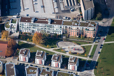 Vue aérienne de Kriegsstraße Est à le quartier Südstadt in Karlsruhe dans le département Bade-Wurtemberg, Allemagne