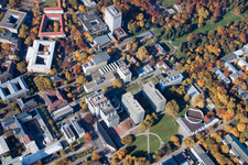 Université KIT à le quartier Innenstadt-Ost in Karlsruhe dans le département Bade-Wurtemberg, Allemagne d'en haut