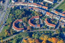 Vue aérienne de Développements résidentiels Am Sandberg à le quartier Knielingen in Karlsruhe dans le département Bade-Wurtemberg, Allemagne