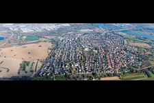 Vue aérienne de Zones riveraines du Rhin à le quartier Maximiliansau in Wörth am Rhein dans le département Rhénanie-Palatinat, Allemagne