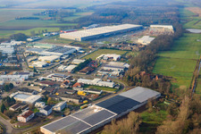Vue aérienne de Surface commerciale, Centre Logistique de Gazely 2ème phase de construction à le quartier Minderslachen in Kandel dans le département Rhénanie-Palatinat, Allemagne