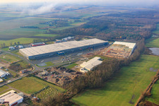 Vue aérienne de Surface commerciale, Centre Logistique de Gazely 2ème phase de construction à le quartier Minderslachen in Kandel dans le département Rhénanie-Palatinat, Allemagne