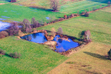Vue aérienne de Biotope dans la plaine d'Otterbach à Minfeld dans le département Rhénanie-Palatinat, Allemagne