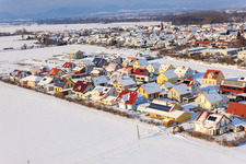 Vue aérienne de Sentier de l'Érable en hiver avec de la neige à Steinweiler dans le département Rhénanie-Palatinat, Allemagne