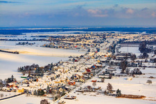 Vue aérienne de Dans la neige à Minfeld dans le département Rhénanie-Palatinat, Allemagne