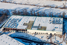 Nouveau chantier dans la zone industrielle de Horst pour Friedrich Zufall GmbH & Co. KG Transport de fret international dans la zone industrielle de Horst à le quartier Minderslachen in Kandel dans le département Rhénanie-Palatinat, Allemagne vue d'en haut