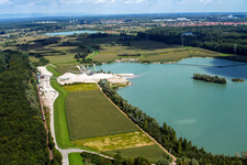 Vue aérienne de Étangs de carrière à Hagenbach dans le département Rhénanie-Palatinat, Allemagne