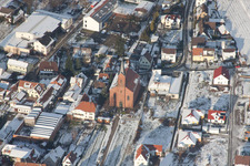 Hiver à Albersweiler dans le département Rhénanie-Palatinat, Allemagne vue d'en haut