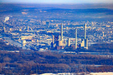 Vue aérienne de Centrale ENBW sur Rheinhafen à le quartier Rheinhafen in Karlsruhe dans le département Bade-Wurtemberg, Allemagne