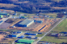 Vue aérienne de Agrandissement du chantier du Germersheim DLA Am Flugplatz à Lingenfeld dans le département Rhénanie-Palatinat, Allemagne