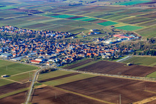 Vue aérienne de Hochlustadt à Lustadt dans le département Rhénanie-Palatinat, Allemagne