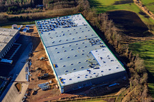 Vue aérienne de Zone industrielle du groupe Horst STS à le quartier Minderslachen in Kandel dans le département Rhénanie-Palatinat, Allemagne