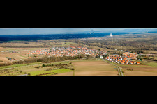 Vue aérienne de Perspective panoramique des champs agricoles et des terres agricoles à Hördt dans le département Rhénanie-Palatinat, Allemagne