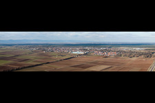 Photographie aérienne de Panorama de la région et des environs à le quartier Niederlustadt in Lustadt dans le département Rhénanie-Palatinat, Allemagne