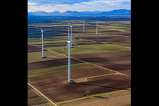 Vue aérienne de Parc éolien à Rülzheim dans le département Rhénanie-Palatinat, Allemagne