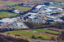 Vue oblique de Zone industrielle de Horst à le quartier Minderslachen in Kandel dans le département Rhénanie-Palatinat, Allemagne