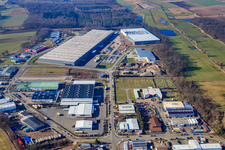 Vue oblique de Zone commerciale Horst, 3ème phase de construction Gazely à le quartier Minderslachen in Kandel dans le département Rhénanie-Palatinat, Allemagne