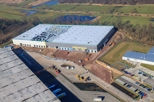 Zone industrielle de Horst, 3ème phase de construction pour le groupe STS à le quartier Minderslachen in Kandel dans le département Rhénanie-Palatinat, Allemagne hors des airs