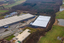 Vue d'oiseau de Zone industrielle de Horst, 3ème phase de construction pour le groupe STS à le quartier Minderslachen in Kandel dans le département Rhénanie-Palatinat, Allemagne