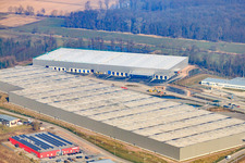 Zone industrielle de Horst, 3ème phase de construction pour le groupe STS à le quartier Minderslachen in Kandel dans le département Rhénanie-Palatinat, Allemagne vu d'un drone