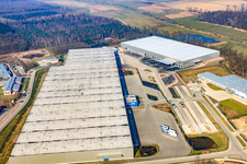 Vue oblique de Zone industrielle de Horst, 3ème phase de construction pour le groupe STS à le quartier Minderslachen in Kandel dans le département Rhénanie-Palatinat, Allemagne