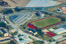 Vue aérienne de Terrain de sport de la caserne du Südpfalz à Germersheim dans le département Rhénanie-Palatinat, Allemagne